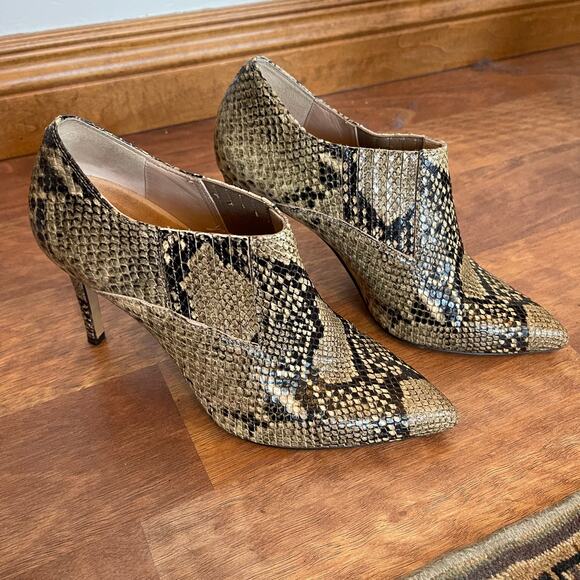 INEZ Marisol 90 in Natural Snake Emboss Ankle Boot Bootie Sz 9 Tan Black Python - Picture 7 of 16